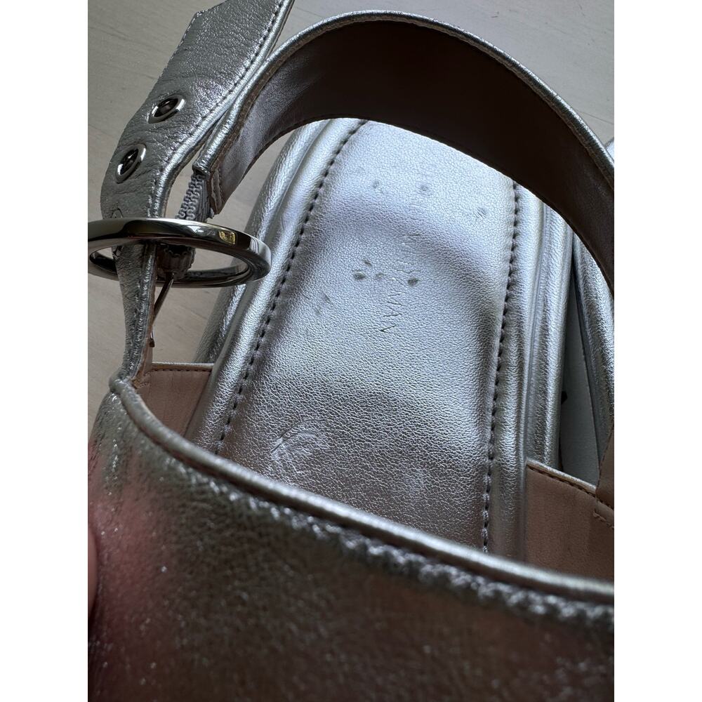 Stuart Weitzman Elodie Silver Metallic Leather Dress Sandals Size 8.5 - Picture 8 of 9